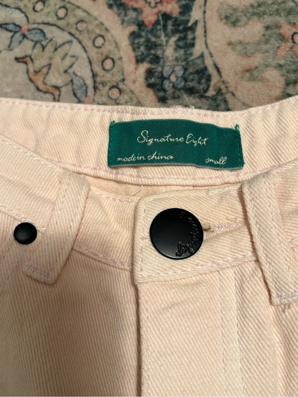 Pale Pink Frayed Denim Shorts